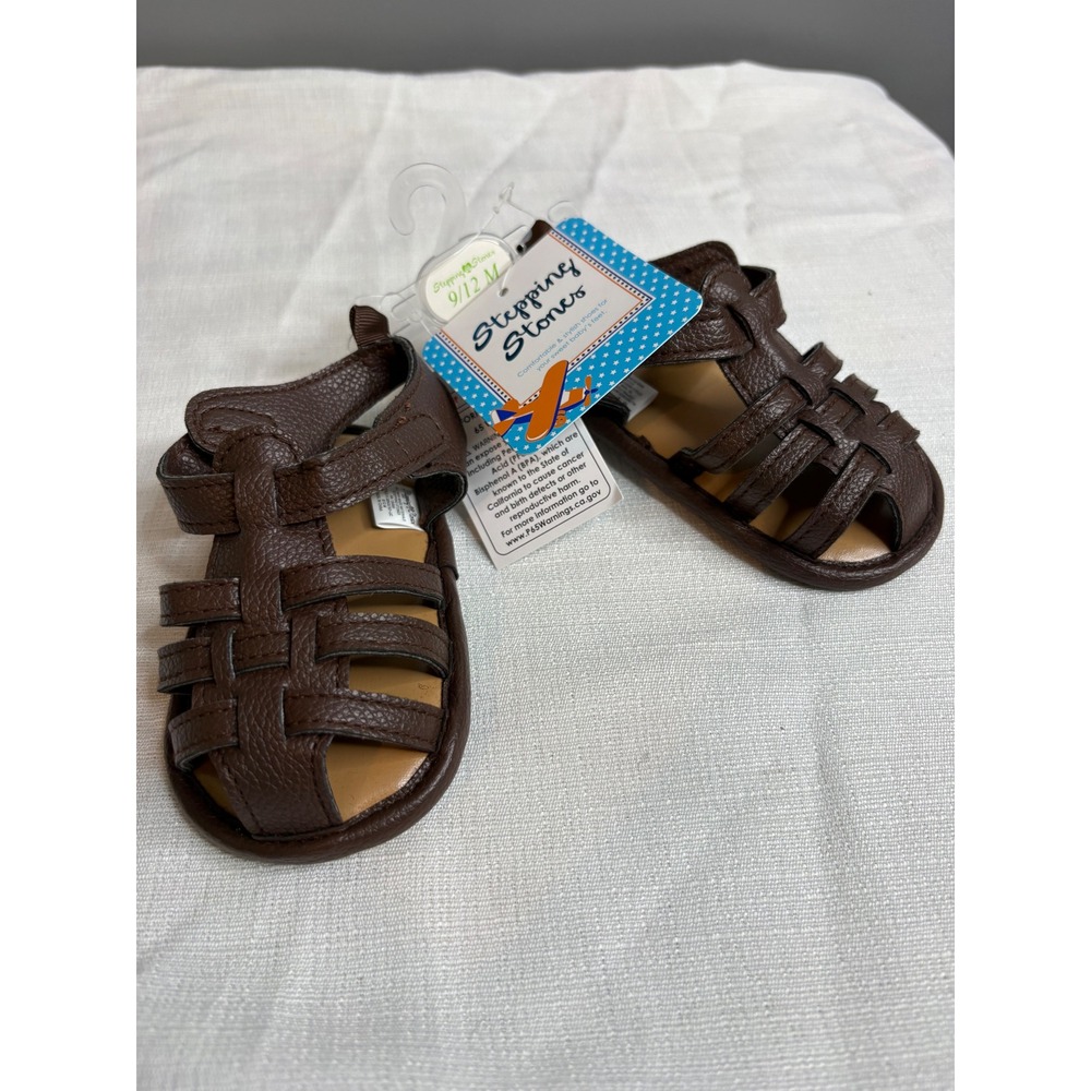 Stepping Stones Baby Boy Brown Fisherman Sandals Hook and Loop 9-12 Months NWT